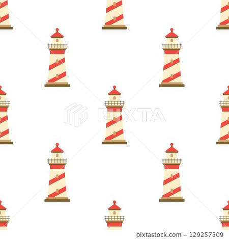 cartoon lighthouse seamless pattern 129257509