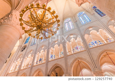Notre-Dame cathedral, central nave, Paris, France 129257740