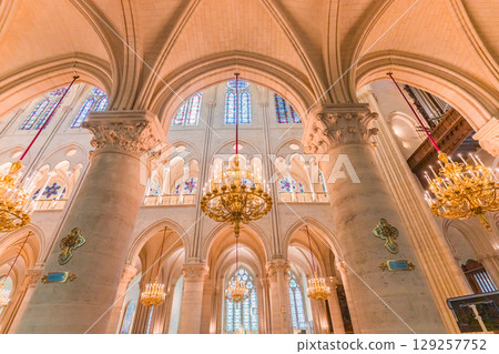 Notre-Dame cathedral, central nave, Paris, France 129257752