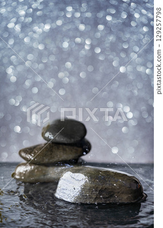stone podium with water stone podium with water 129257798