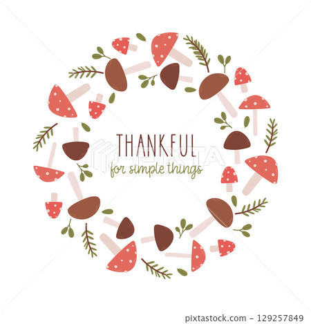 Autumn wreath with mushrooms 129257849