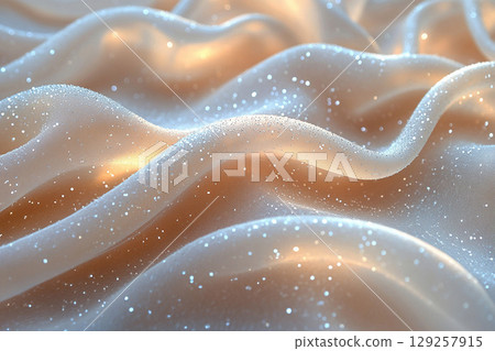 Soft studio light, highlighting liquid-like sheen. Bridal tulle fabric with crystal embellishments on a white background. Soft studio light, highlighting liquid-like sheen. Bridal tulle fabric with crystal embellishments on a white background. 129257915