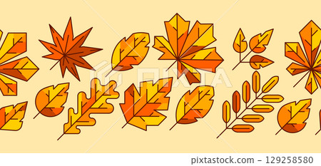Pattern with autumn leaves. Background with various foliage. 129258580