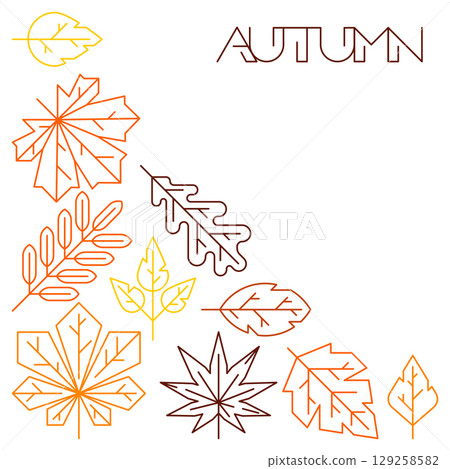 Background with autumn leaves. Illustration with various foliage. 129258582