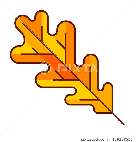 Illustration of oak leaf. Decorative autumn foliage. Illustration of oak leaf. Decorative autumn foliage. 129258595