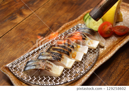 Grilled marinated mackerel Grilled marinated mackerel 129258602