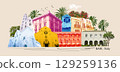 Collage or art design about Bari, Puglia, Italy 129259136
