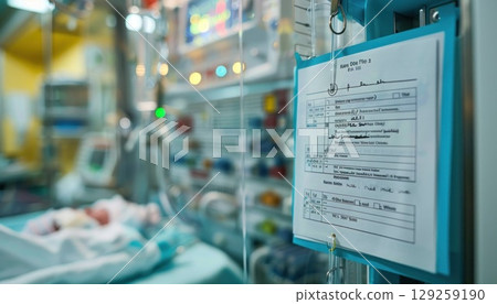 Infant resting in an incubator at a hospital building Infant resting in an incubator at a hospital building 129259190