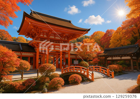 上賀茂神社櫻門 紅葉 129259376