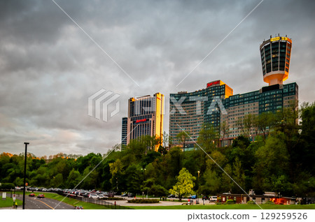 niagara falls city  skyline on canada side 129259526