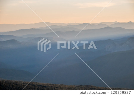 Dramatic nature scenes near Mount Shasta Cascade Range California 129259827