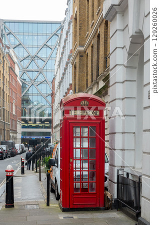 red telephone booth on a street in london england red telephone booth on a street in london england 129260026