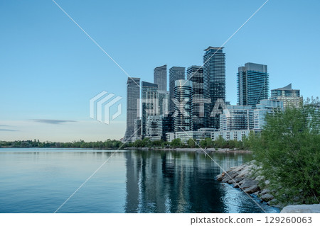 Etobicoke, Ontario, Canada high rise cityscape on Lake Ontario at sunrise 129260063