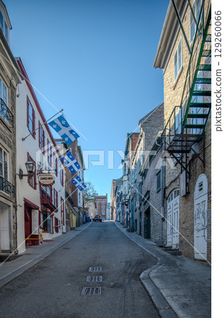 Beautiful old row houses in historical Old Quebec city Beautiful old row houses in historical Old Quebec city 129260066