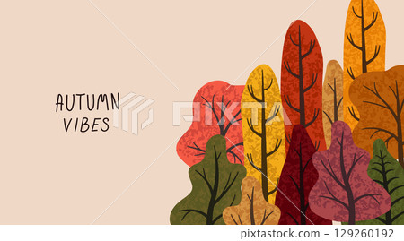 Autumn vibes background with colorful textured trees creating a cozy atmosphere 129260192