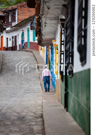 Beautiful streets of the colonial town of Concepcion in Antioquia, Colombia. Beautiful streets of the colonial town of Concepcion in Antioquia, Colombia. 129260862