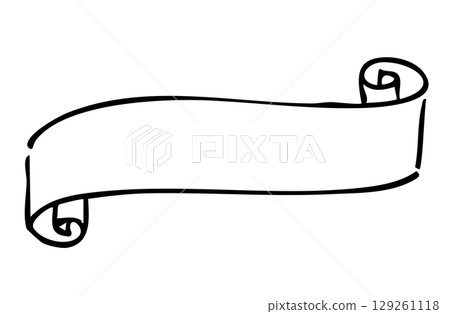 Monochrome hand-drawn illustration ribbon 129261118