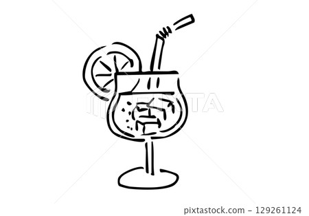 飲料的單色手繪插圖 飲料的單色手繪插圖 129261124