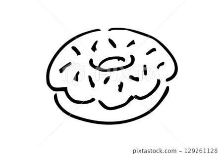 甜甜圈的單色手繪插圖 129261128