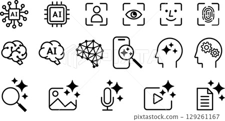 AI artificial intelligence icon 01 black and white 129261167