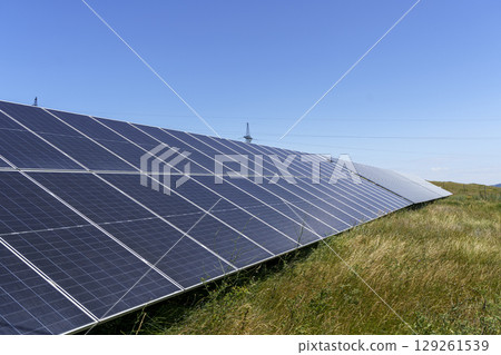 Solar Panels in Summer. Clean Renewable Energy 129261539