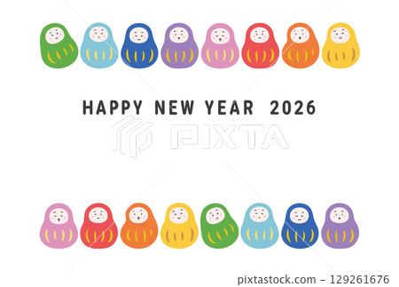 Colorful Daruma New Year's card 129261676