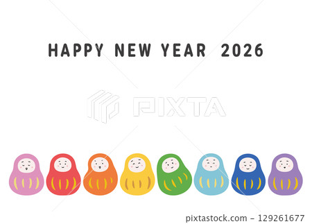 色彩繽紛的達摩新年卡 色彩繽紛的達摩新年卡 129261677