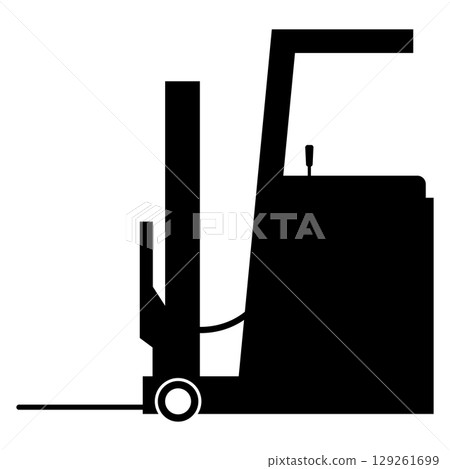 Monochrome illustration of a reach forklift 129261699