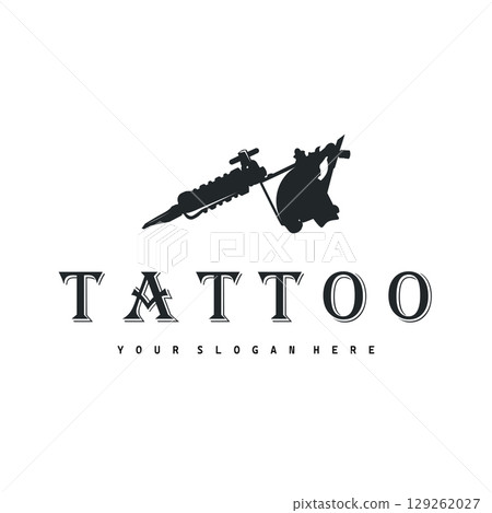 black silhouette illustration logo tattoo machine with vintage old retro minimalist concept template symbol tattoo studio design black silhouette illustration logo tattoo machine with vintage old retro minimalist concept template symbol tattoo studio design 129262027