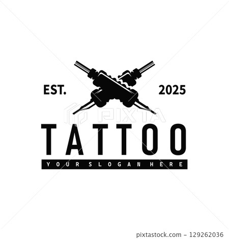 black silhouette illustration logo tattoo machine with vintage old retro minimalist concept template symbol tattoo studio design black silhouette illustration logo tattoo machine with vintage old retro minimalist concept template symbol tattoo studio design 129262036