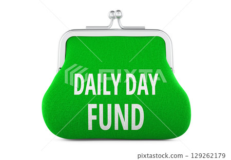 Daily Day Fund, green coin purse. 3D rendering 129262179