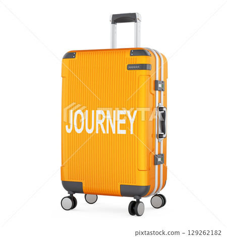 Journey concept with suitcase. 3D rendering 129262182