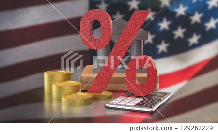 The Bank Building and Gold coins for America Tax concept 3d rendering. The Bank Building and Gold coins for America Tax concept 3d rendering. 129262229