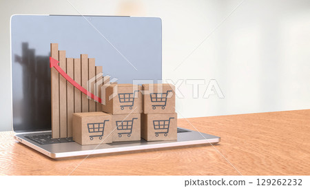 The Card box on notebook for shopping transportation online concept 3d Rendering. The Card box on notebook for shopping transportation online concept 3d Rendering. 129262232
