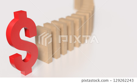 The Red Dollar and domino for Business concept 3d Rendering. 129262243