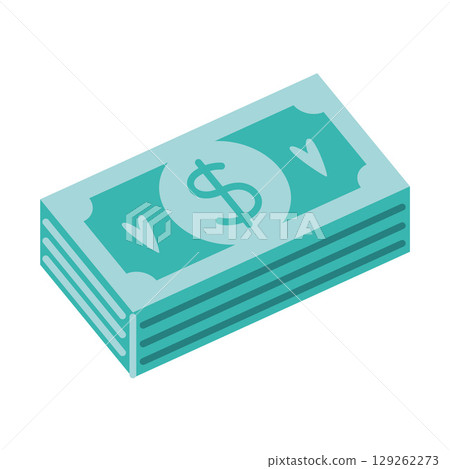 Stack of dollar bills, symbol of cash, income and finance. Trendy modern vector illustration isolated on white background, hand drawn, flat design 129262273