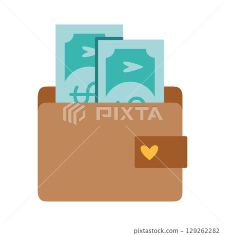 Wallet full of money, representing financial resources, income, or personal finance. Modern vector illustration isolated on white background, hand drawn, flat design Wallet full of money, representing financial resources, income, or personal finance. Modern vector illustration isolated on white background, hand drawn, flat design 129262282