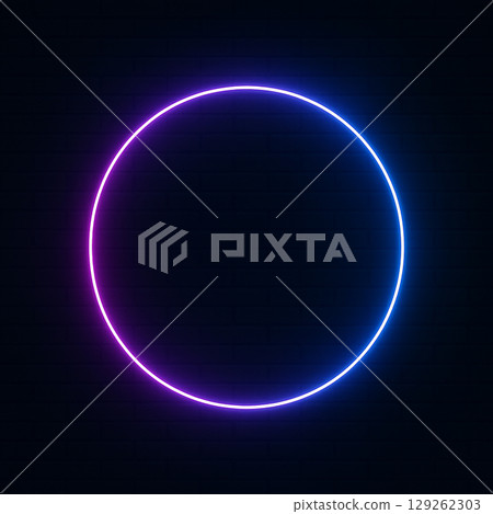 Neon-style circle frame (blue-purple, futuristic, black background) 129262303