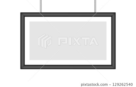 Black photo frame. White passe-partout. Rectangular picture. Poster or painting 129262540