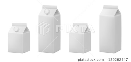 Set of juice or milk cardboard package. Vector mockup set Set of juice or milk cardboard package. Vector mockup set 129262547