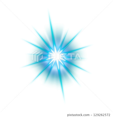 藍色發光的尖銳輻射爆發（透明背景） 129262572