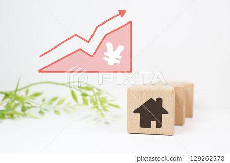 Image showing rising home values. Japanese Yen symbol and graph. 129262578