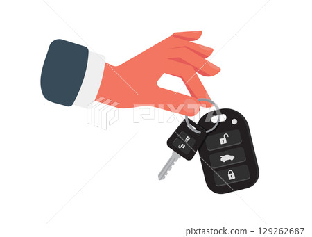 Hand Businessman holding car key stock illustration 129262687