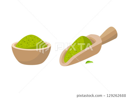 Japanese matcha green tea powder stock illustration 129262688
