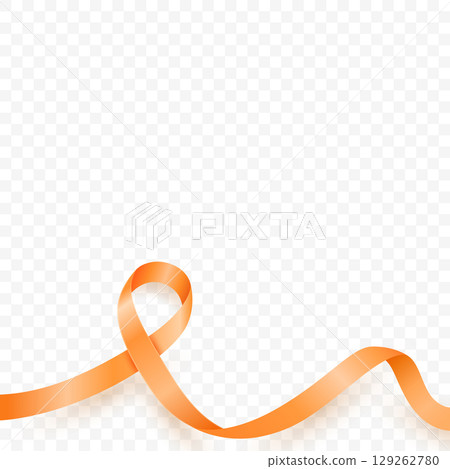 Vector 3d Realistic Orange Cancer Awareness Ribbon. Blank Square Banner with Isolated Symbol for Leukemia, Multiple Sclerosis, Kidney Cancer. Orange Support Loop for Campaign, Charity, Hope Vector 3d Realistic Orange Cancer Awareness Ribbon. Blank Square Banner with Isolated Symbol for Leukemia, Multiple Sclerosis, Kidney Cancer. Orange Support Loop for Campaign, Charity, Hope 129262780