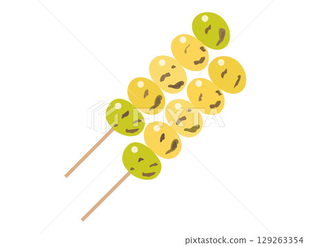 An illustration of grilled ginkgo nuts 129263354