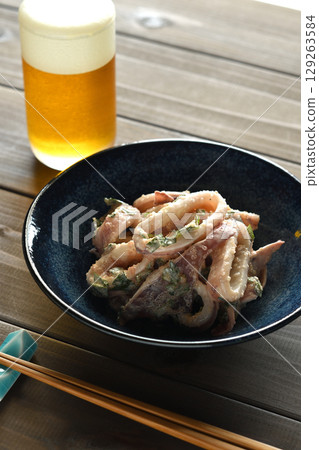 Squid with Spicy Pollack Roe and Mayonnaise Squid with Spicy Pollack Roe and Mayonnaise 129263584