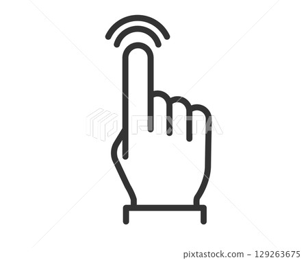 Finger icon with ripples indicating tap (Line art, simple) | Vector Finger icon with ripples indicating tap (Line art, simple) | Vector 129263675