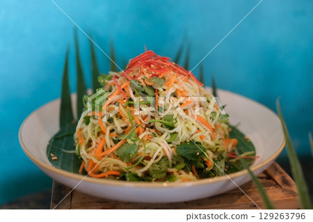 Fresh vegetable salad. Healthy food. Healthy eating concept. Top view close up Fresh vegetable salad. Healthy food. Healthy eating concept. Top view close up 129263796