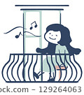 A girl humming on the balcony 129264063